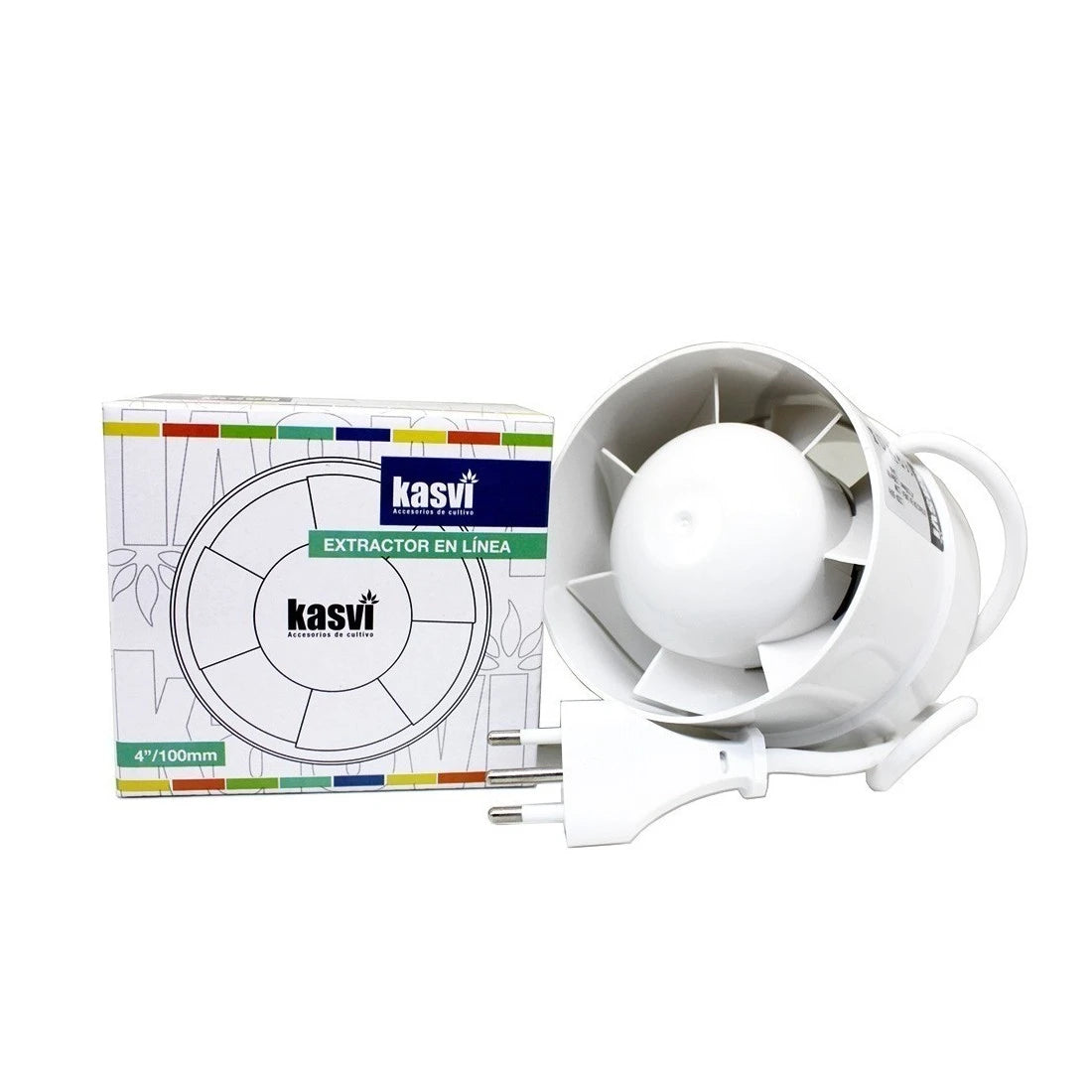 EXTRACTOR KASVI EN LINEA 4"/ 100 MM EMPAQUE EN MAL ESTADO