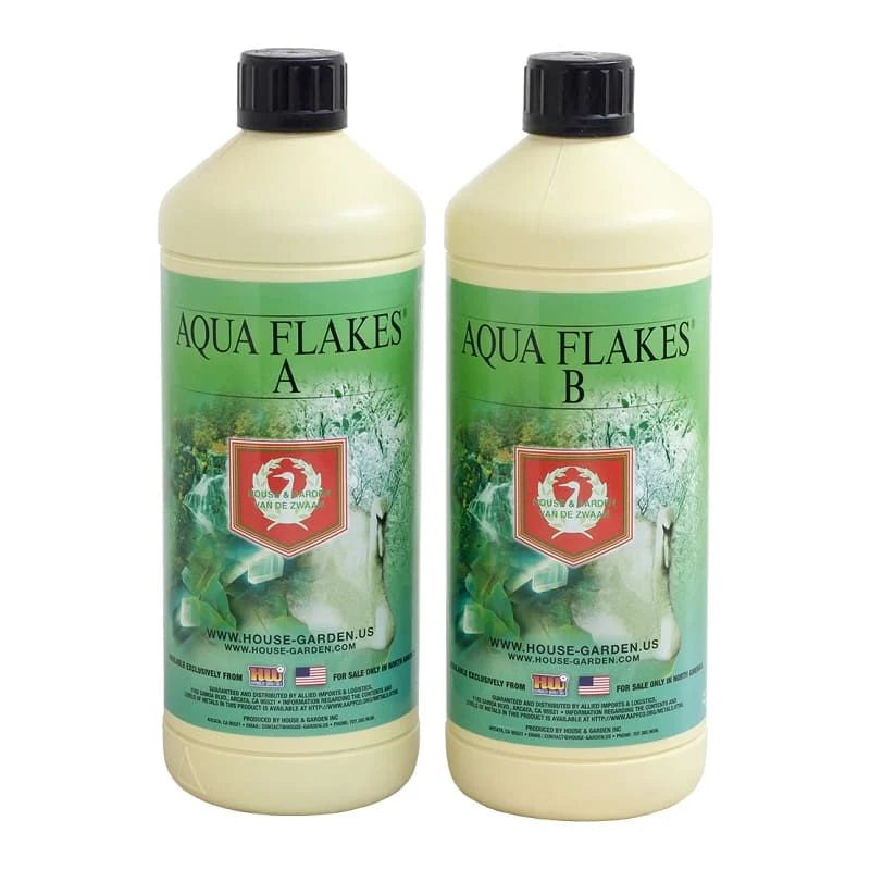 ABONO AQUA FLAKES HOUSE AND GARDEN A+B 1000 ML HIDROPONICOS EMPAQUE MAl ESTADO