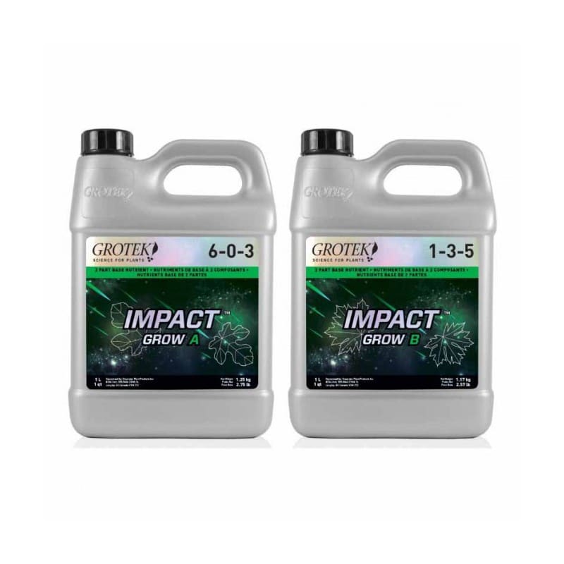 ABONO GROTEK IMPACT GROW A + B ETIQUETA  EN MAL ESTADO